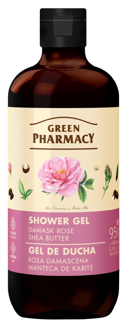 GREEN PHARMACY Żel pod prysznic - Róża Damasceńska + Masło Shea 500 ml GREEN PHARMACY Żel pod prysznic - Róża Damasceńska + Masło Shea 500 ml