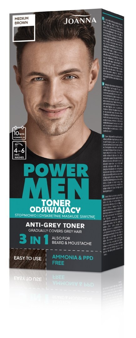 JOANNA Power Men Toner odsiwiający 03 Medium brown 80 g JOANNA Power Men Toner odsiwiający 03 Medium brown 80 g