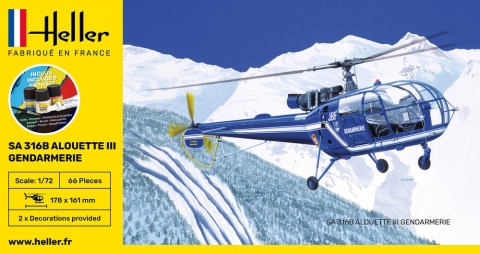 Heller 56286 Starter Set- SA Alouette III Gendarm 1/72 Heller 56286 Starter Set- SA Alouette III Gendarm 1/72