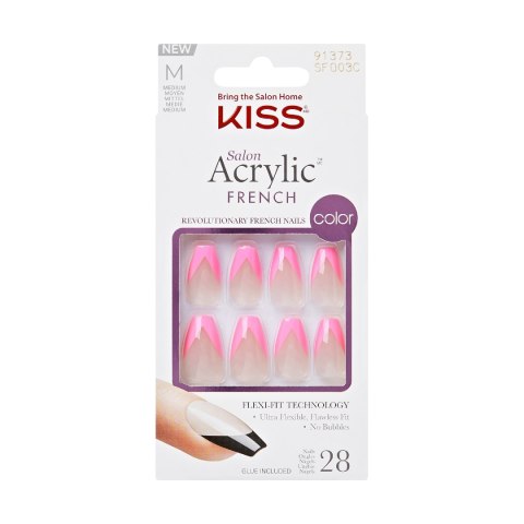 KISS Sztuczne paznokcie samoprzylepne Salon Acrylic French - Squared (rozmiar:M) 1op.-28szt