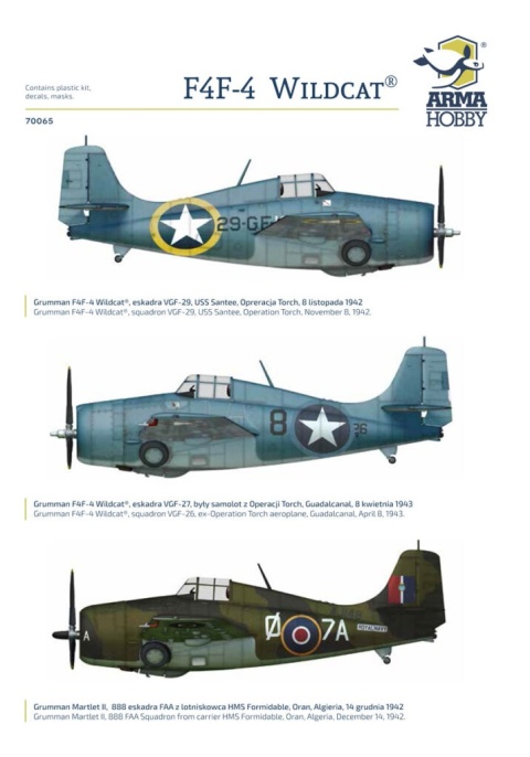 Arma Hobby 70065 F4F-4 Wildcat Operation Torch 1/72 Arma Hobby 70065 F4F-4 Wildcat Operation Torch 1/72