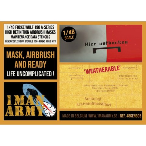 1 Man Army 48GEN305 Focke Wulf 190 A-Series Data Stencils