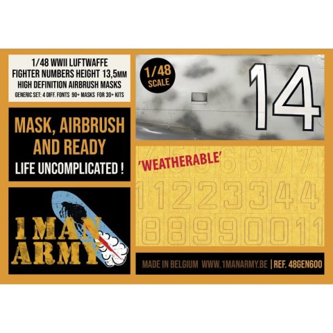 1 Man Army 48GEN600 WWII Luftwaffe Fighter Numbers Height 13,5 mm