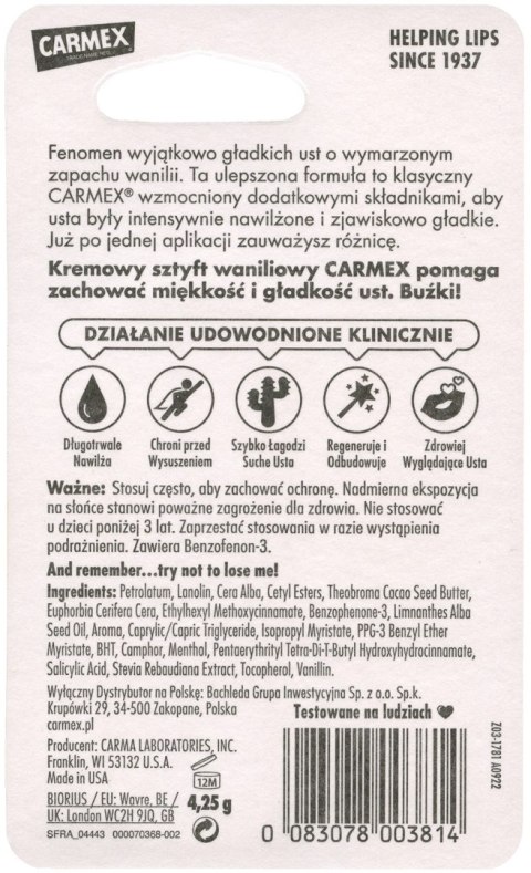 CARMEX Pomadka ochronna w sztyfcie Wanilia SPF 15 4,25 g