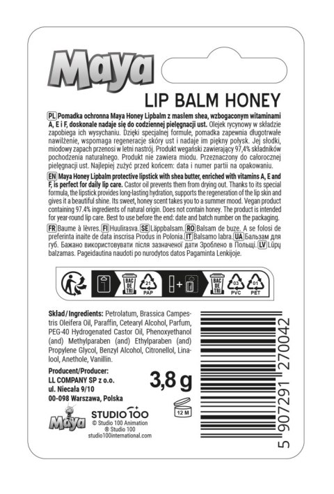 LL Pomadka d/ust Maya The Bee Honey yellow&