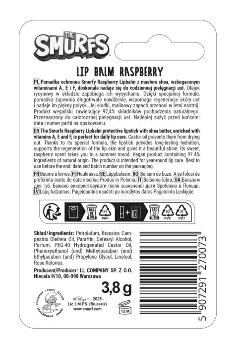 LL Pomadka d/ust The Smurfs Raspberry&