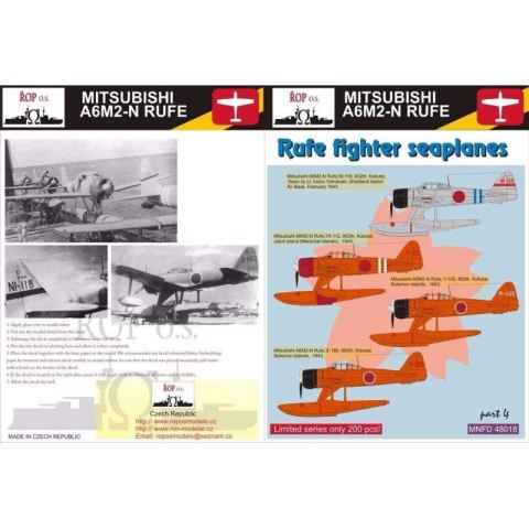 ROP o.s. MNFDL48018 1:48 Mitsubishi A6M2-N Rufe - Rufe fighter seaplanes