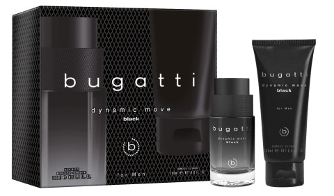 BUGATTI Zestaw prezentowy męski Dynamic Move Black (woda toaletowa 100ml + żel pod prysznic 200ml)