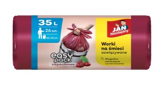 JAN NIEZBĘDNY Worki na śmieci HD Easy-Pack Wiśnia 35L - 26 sztuk