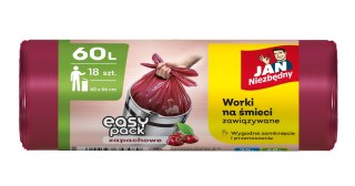 JAN NIEZBĘDNY Worki na śmieci HD Easy-Pack Wiśnia 60L - 18 sztuk