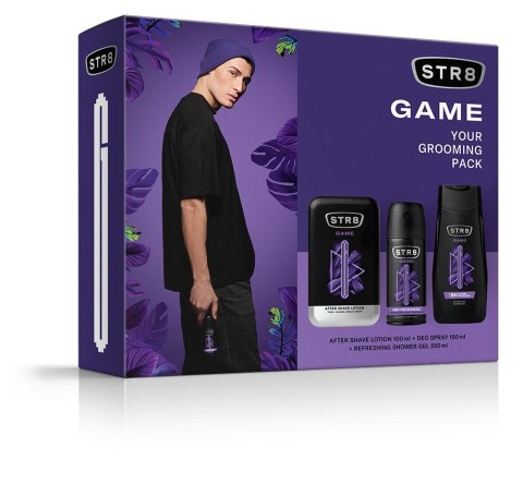 STR 8 Zestaw prezentowy Game (Woda po goleniu 100ml+Deo spray 150ml+Żel pod prysznic 250ml)