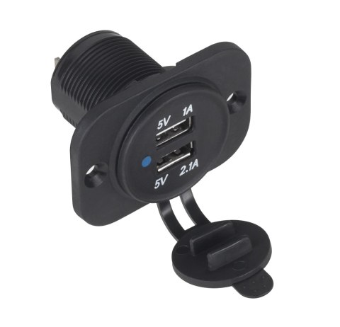 Gniazdo samochodowe ładowarka 2x USB do montażu