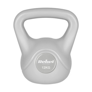 Kettlebell bitumiczny 12 kg szary REBEL ACTIVE