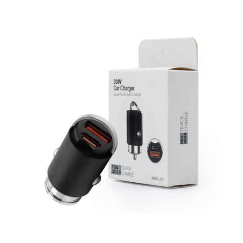 Ładowarka samochodowa 30W CZARNA PD3.0+QC4.0