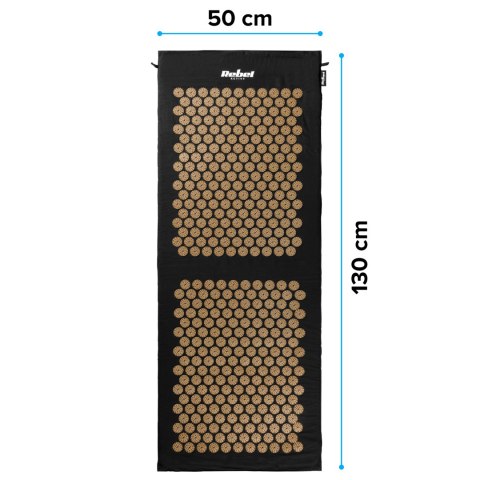 Mata zdrowotna ECO z kolcami do akupresury z poduszką, 130x50cm, XXL, złote kolce, Rebel Active
