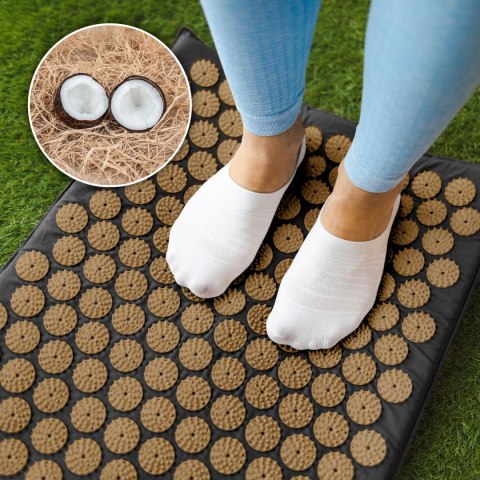 Mata zdrowotna ECO z kolcami do akupresury z poduszką, 130x50cm, XXL, złote kolce, Rebel Active