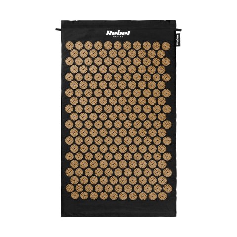 Mata zdrowotna ECO z kolcami do akupresury z poduszką, 72x42cm, złote kolce, Rebel Active