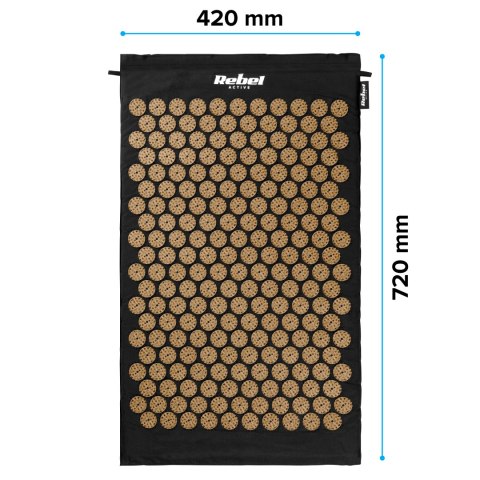Mata zdrowotna ECO z kolcami do akupresury z poduszką, 72x42cm, złote kolce, Rebel Active