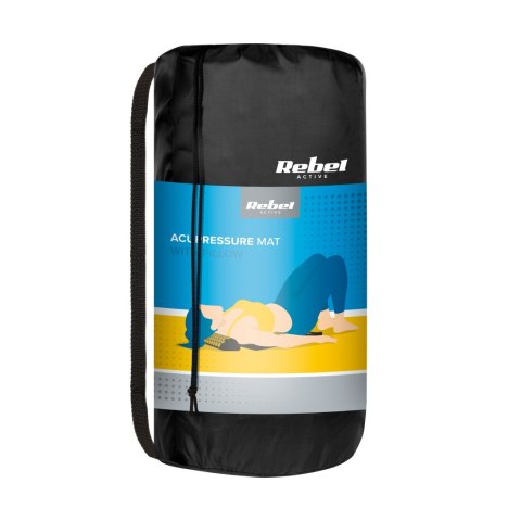 Mata zdrowotna z kolcami do akupresury z poduszką, 130x50cm, XXL, szare kolce, Rebel Active