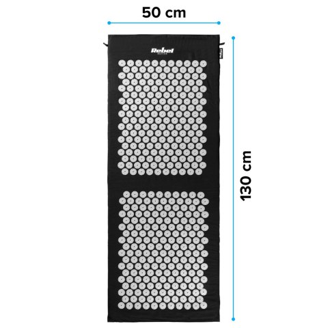 Mata zdrowotna z kolcami do akupresury z poduszką, 130x50cm, XXL, szare kolce, Rebel Active
