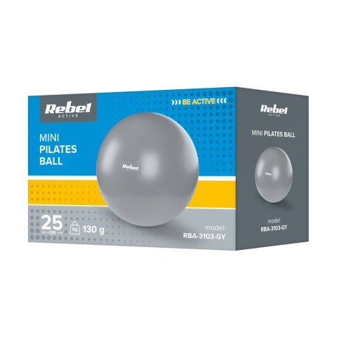 Mini piłka gimnastyczna do pilates rehabilitacyjna 25cm, kolor szary , REBEL ACTIVE