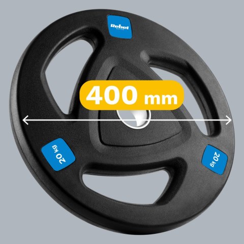 Obciążenie żeliwne olimpijskie gumowane zestaw 2x20kg, otwór 51mm , REBEL ACTIVE