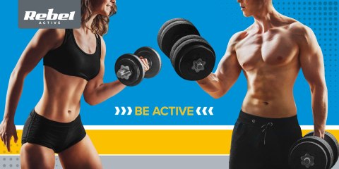 Obciążenie żeliwne olimpijskie zestaw 2x10kg, otwór 51mm, talerz z uchwytami, REBEL ACTIVE