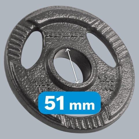 Obciążenie żeliwne olimpijskie zestaw 4x1.25kg, otwór 51mm, talerz z uchwytami, REBEL ACTIVE