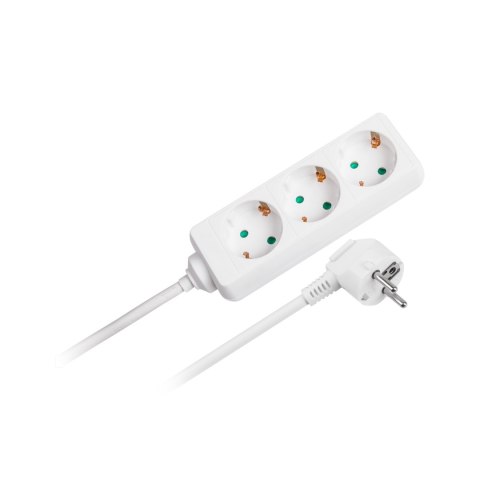 Przedłużacz biały Rebel 3 gniazda typu niemieckiego, kabel 3m (1,5mm)