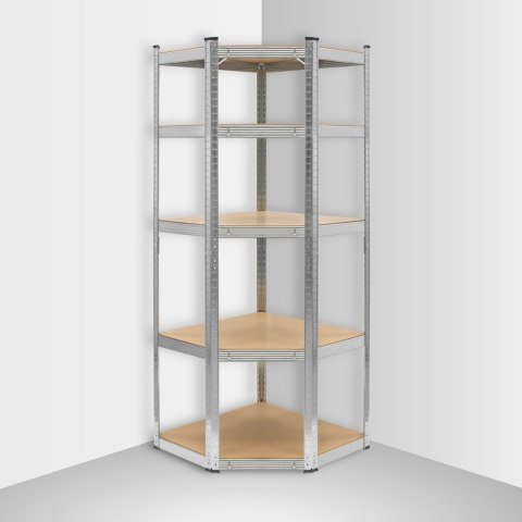 Regał metalowy magazynowy narożny 180x40x70 srebrny Rebel