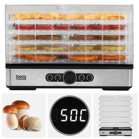 Suszarka do grzybów , warzyw , owoców , 400W , 5 sit, wyświetlacz, termoobieg, TEESA