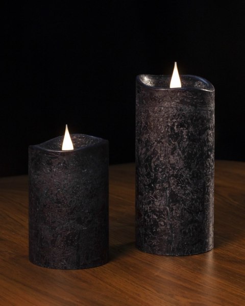Świeca woskowa LED średnia rustic black
