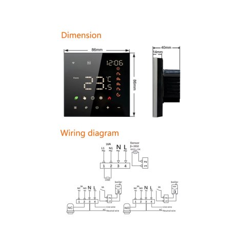 Termostat WiFi Tuya 16A E6263
