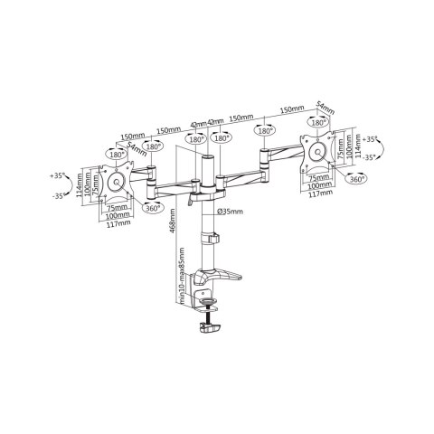 Uchwyt do 2 monitorów 13" - 27" Cabletech