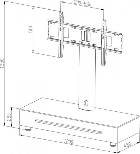 Uchwyt-stojak do LCD/Plasmy czarny obrotowy uniwersalny do 50kg/50"