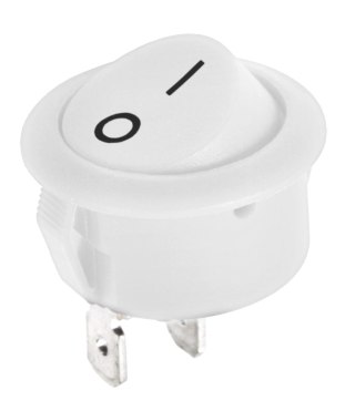 Złącze przełącznik kołyskowy okrągły R5 0-1 biały 6A/250V LX3049B