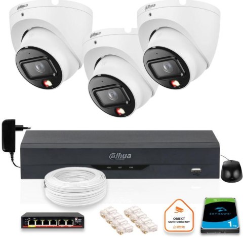 ZESTAW 3 Kamery IP Dahua 6mpx IPC-HDW1639T-A-IL-0280B-S6 + DYSK