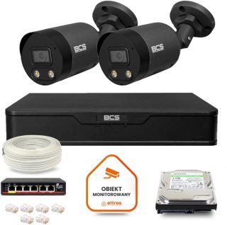 Zestaw monitoringu IP BCS Point 2x Kamera BCS-P-TIP28FWR3L2-Ai2-G Rejestrator z dyskiem