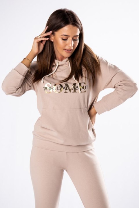 Bluza bawełniana z kapturem Gold Letters M80420 Beige