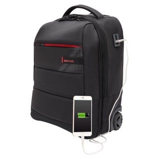 BESTLIFE TORBA PLECAK NA KÓŁKACH NA 15,6" NOTEBOOK BUSINESS C PLUS USB & TYPE-C CZARNY BT-3335R