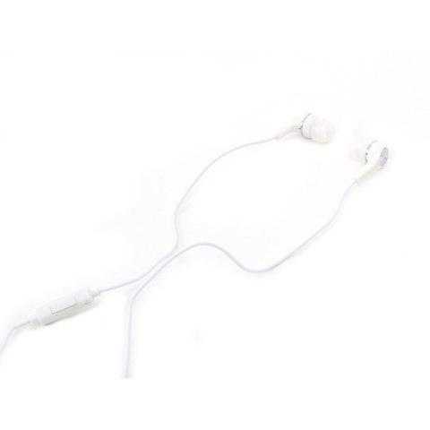 FIESTA EARPHONES + MIC MINI JACK SŁUCHAWKI PRZEWODOWE DOUSZNE Z MIKROFONEM I MINI JACK WHITE [43506]