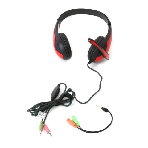 FREESTYLE HI-FI STEREO SŁUCHAWKI NAUSZNE MIC ADAPTER HEADPHONES RED [42678] TE