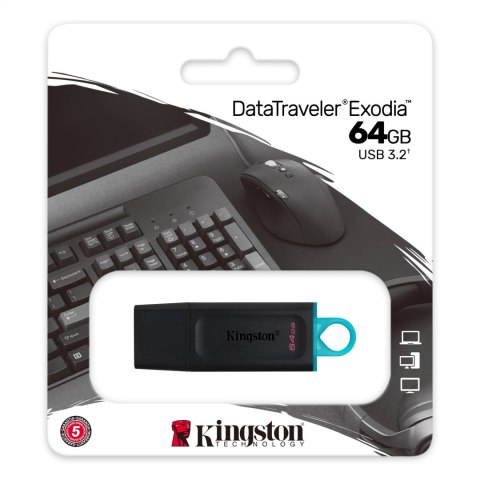 KINGSTON PENDRIVE DT EXODIA 64GB USB 3.2 GEN1 BLACK+TEAL DTX/64GB