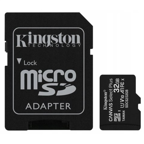 Kingston 32GB micSDHC Canvas Select Plus 100R A1 C10 Card + SD adapter SDCS2/32GB