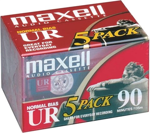 MAXELL AUDIO TAPE CASETTE UR 90 MIN 5PACK 124036.01