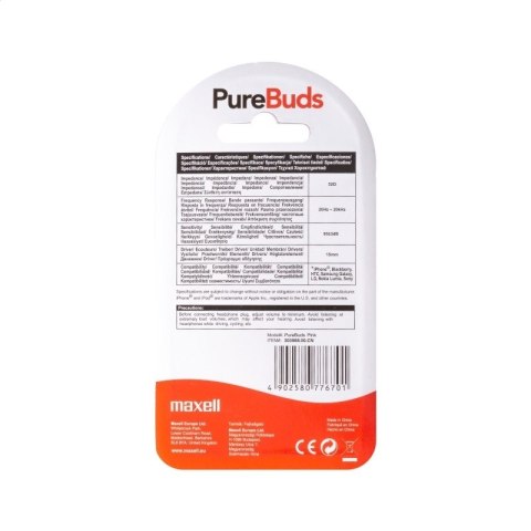MAXELL EARPHONES PUREBUDS + MIC PINK 303988.00.CN