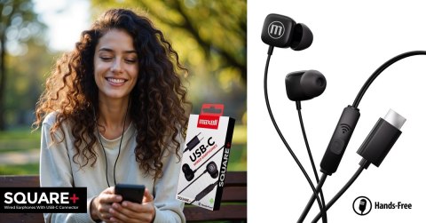 MAXELL USB-C EARPHONES SQUARE+ BLACK 348566