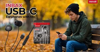MAXELL USB-C IN EAR EAPHONES IN-BAX BLACK 348594