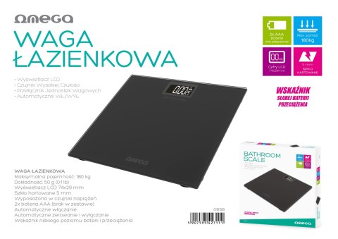 OMEGA WAGA BATHROOM BODY SCALE 180GB 260x290CM BLACK 42711