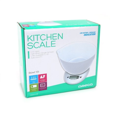 OMEGA WAGA KITCHEN SCALE WITH BOWL 600ml WHITE 43147